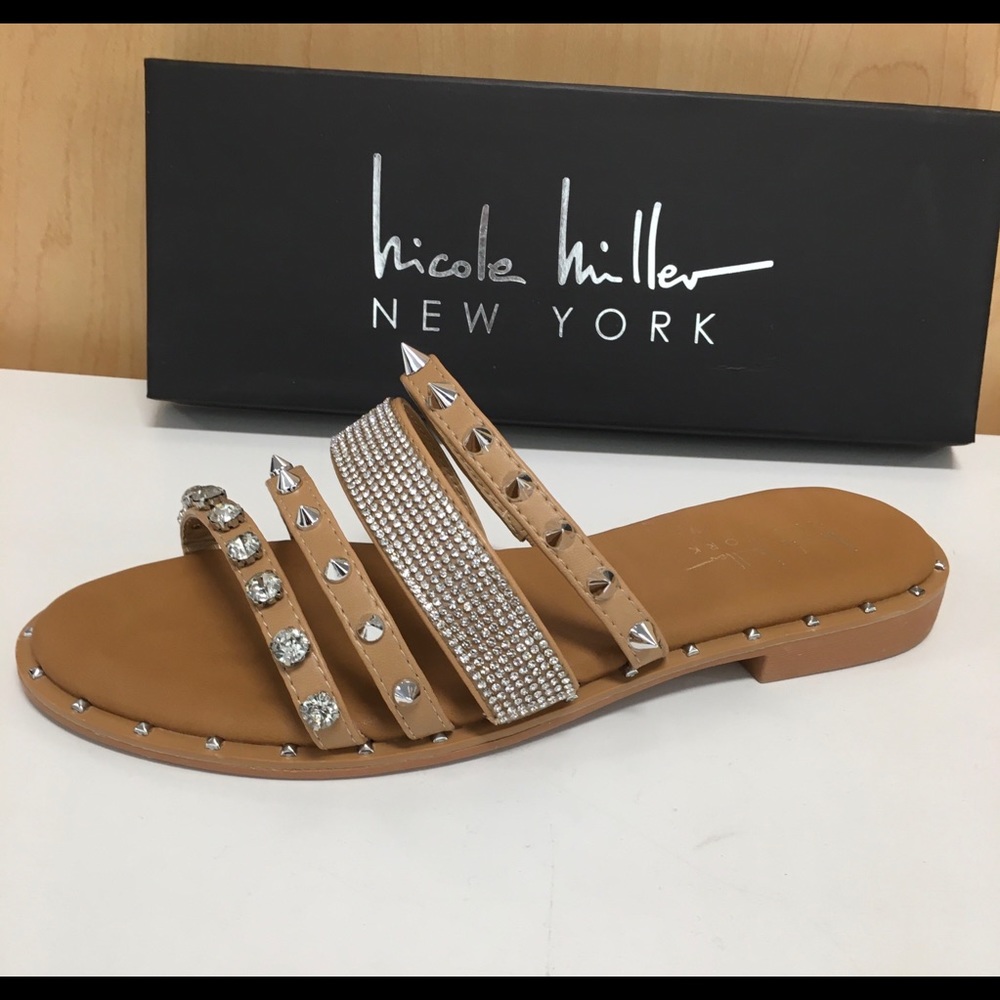Tan Stud Sandals by Nicole Miller